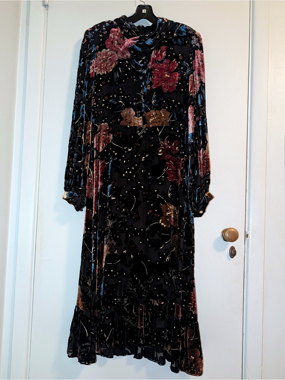 Tahari Velvet Floral Long Sleeve Dress